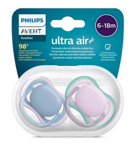 Avent SCF085/34, 2 darab, lányos, kék játszócumi, ultra air neutral, 6-18hó