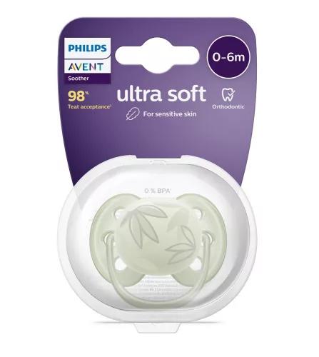 Avent SCF092/02 Ultrasoft premium, zöld játszócumi, 0-6 hó, 1 db