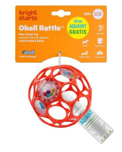 OBALL Csörgő Játék, 10 cm, orange, 0 hó+, + AJÁNDÉK Aquaint, 50ml