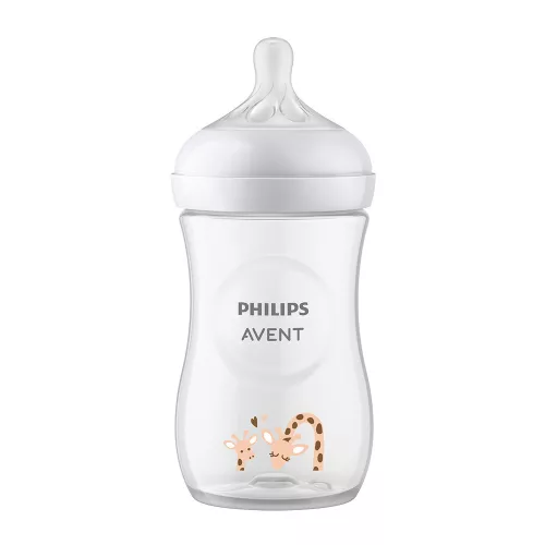 Avent SCY903/66 Natural Response zsiráf mintás cumisüveg, 260 ml, 1hó+