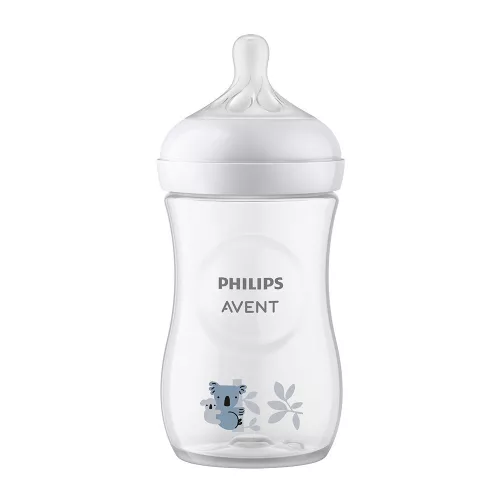 Avent SCY903/67 Natural Response koala mintás cumisüveg, 260 ml, 1 hó+