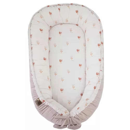 EKO Babafészek pamut Velvet 90x60cm - Beige Meadow
