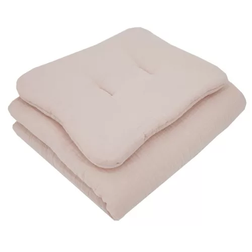 EKO Ágynemű szett 2 részes muszlin 30x40 cm, 75x100 cm - Powder pink