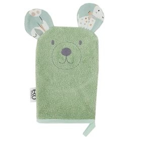   EKO Pamut frottír fürdetőkesztyű fülekkel Bear 20x15 cm - Olive green