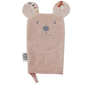   EKO Pamut frottír fürdetőkesztyű fülekkel Bear 20x15 cm - Rose pink