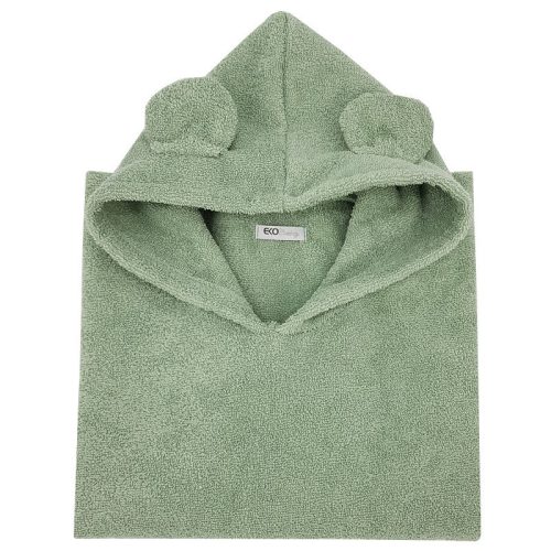 EKO Poncsó pamutból kapucnival és fülekkel 75x120 cm - Olive green