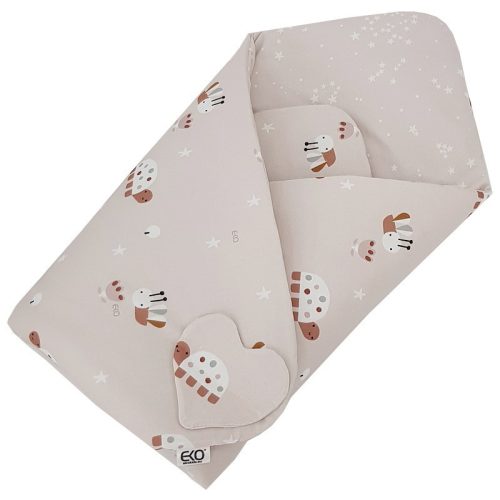 EKO Csecsemőkendő pamut kétoldalas 75x75 cm - Bees Stars Beige