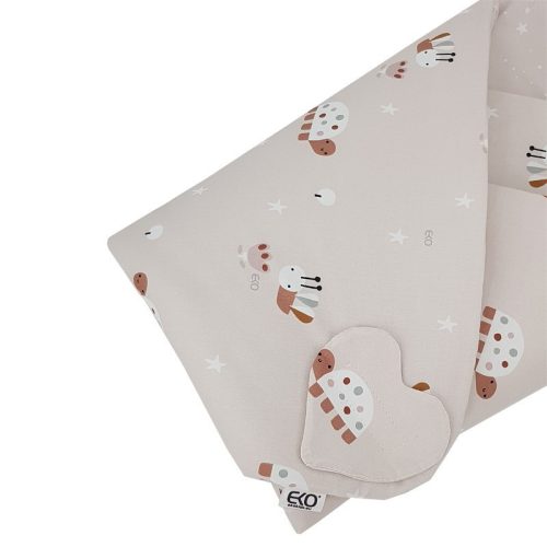 EKO Csecsemőkendő pamut kétoldalas 75x75 cm - Bees Stars Beige