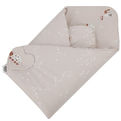 EKO Csecsemőkendő pamut kétoldalas 75x75 cm - Bees Stars Beige