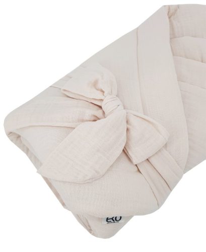 EKO Muszlin pólya kókusz kivehető betéttel és masnival 75x75 cm - Beige