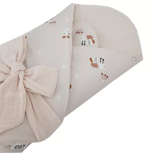 EKO Muszlin pólya kókusz kivehető betéttel Bees Beige 75x75 cm - Beige