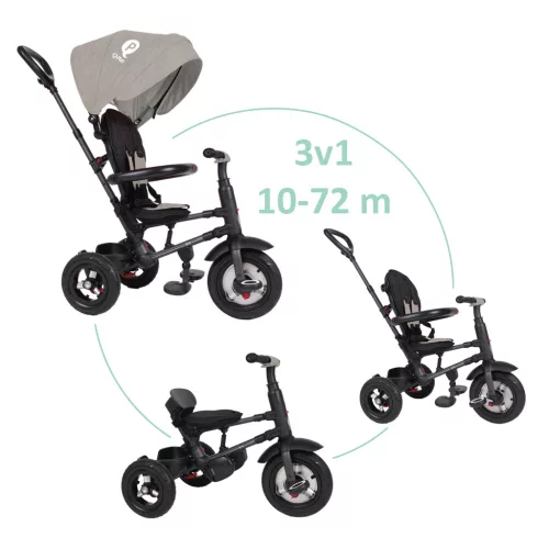 QPLAY Tricikli Rito air gel (Gumi) Grey, életkor 10-72 hónap