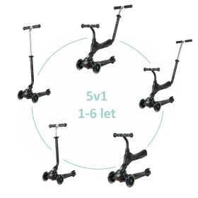   QPLAY Sema Pro 5in1 Roller / Futóbicikli 1-6 éves korig, 50 kg-ig - Black