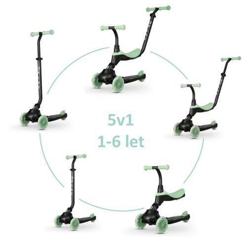 QPLAY futóbicikli / roller Sema Evo LED fényekkel Jade Green, kor 1 - 6 év, 50 kg-ig