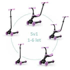   QPLAY futóbicikli/roller Sema Evo LED fényekkel Violet, kor 1 - 6 év, 50 kg-ig
