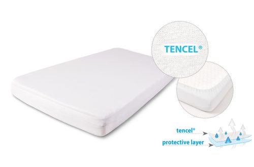 BABYMATEX Vízhatlan lepedő gumírozással Tencel 70x140 cm fehér