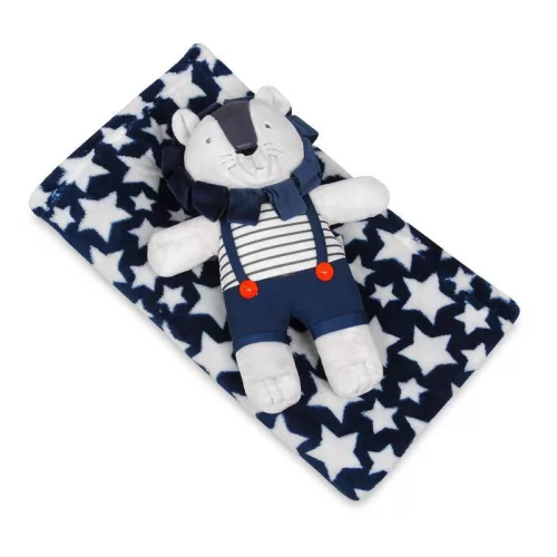 BABYMATEX takaró játékkal 75 x 100 cm - Lion Blue
