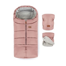   Petite&Mars Téli szett Jibot, 3in1 bundazsák és kézmelegítő kesztyű babakocsira, Jasie Dusty Pink