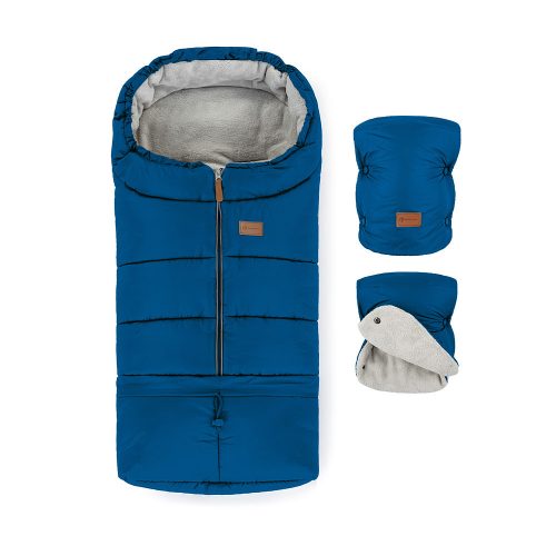 Petite&Mars Téli szett Jibot 3in1, bundazsák és kézmelegítő kesztyű babakocsira, Jasie Ocean Blue