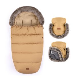   Petite&Mars Téli szett Comfy 4in1 bundazsák + kézmelegítő kesztyű babakocsira Furry - Elegant Caramel