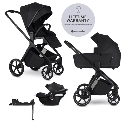 EASYWALKER Kombinált babakocsi Zoey Pure Black + CYBEX Aton B2 i-Size + bázis