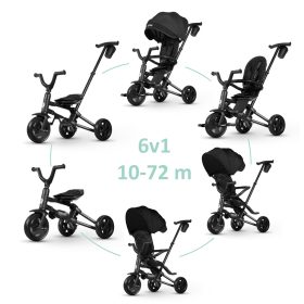   QPLAY Tricikli Nova Niello Black, összecsukható, életkor 10-72 hónap