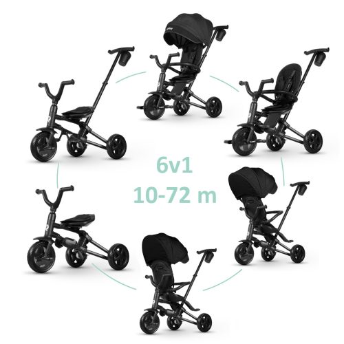QPLAY Tricikli Nova Niello Black, összecsukható, életkor 10-72 hónap