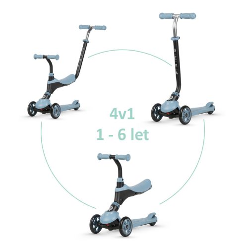 QPLAY Futóbicikli / roller Sema Blue, életkor 1 - 6 év, 50 kg-ig