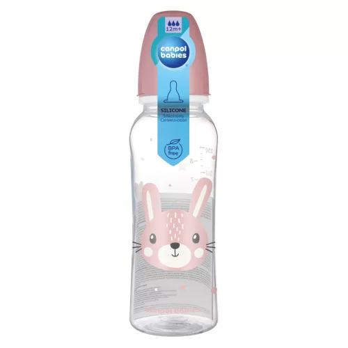 Canpol babies Keskeny nyakú cumisüveg, CUTE ANIMALS, 250 ml - nyuszi