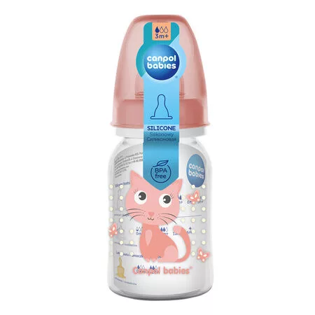 Canpol babies Keskeny cumisüveg, 120 ml, CUTE ANIMALS