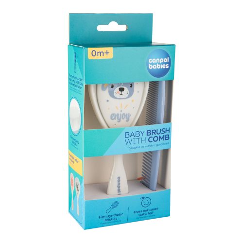 Canpol babies Baba kefe és fésű CUTE ANIMALS kék