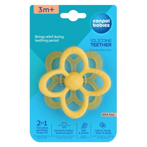 Canpol babies Szenzoros szilikon rágóka 2az1ben - virág