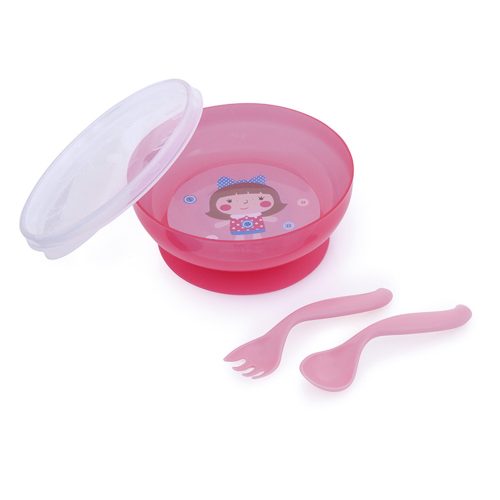 Canpol babies Tál evőeszközökkel és fedővel, 350ml, TOYS