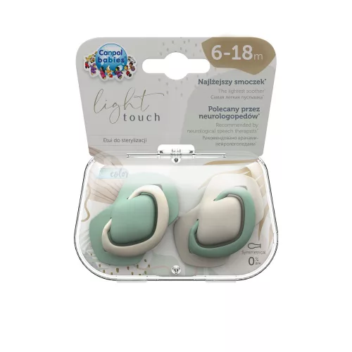 Canpol babies Szimmetrikus szilikoncumi készlet, Light touch, 6-18hó, PURE COLOR, 2db