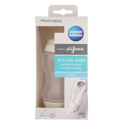 Canpol babies S-alakú, széles nyakú, anti-kólikás cumisüveg, 200 ml