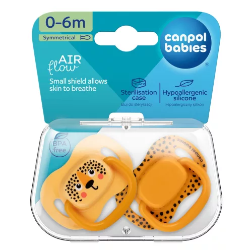 Canpol babies Szilikon szimmetrikus cumiszett, BabiesBoo, 0-6hó, 2db, narancs