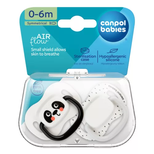 Canpol babies Szilikon szimmetrikus cumiszett, BabiesBoo, 0-6 hó, 2db, fehér