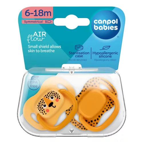 Canpol babies Szilikon szimmetrikus cumiszett, BabiesBoo, 6-18hó+, 2db, narancs