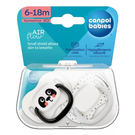 Canpol babies Szilikon szimmetrikus cumiszett, BabiesBoo, 6-18hó, 2db, fehér