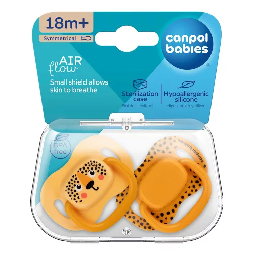 Canpol babies Szilikon szimmetrikus cumiszett, BabiesBoo, 18hó+, 2db, narancs