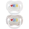 Canpol babies Világító Szilikon szimmetrikus cumi LOVE MUM&DAD 6-18hó 2db
