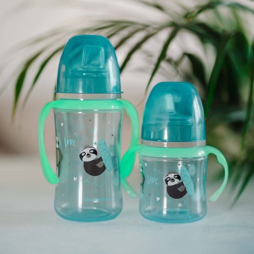 Canpol babies Szilikon ivócsőrős tanulópohár, világító fogantyúval, EXOTIC ANIMALS, 240 ml, kék