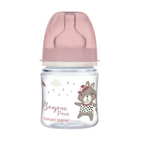   Canpol babies Anti-kólikás cumisüveg, Easy Start, 120 ml, BONJOUR PARIS - pink