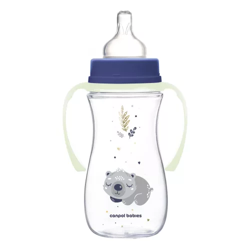 Canpol babies Anti-kólikás cumisüveg, világító fogantyúval, EasyStart, SLEEPY KOALA, 300 ml - kék