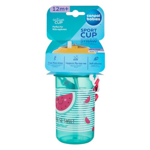 Canpol babies Sport itatópohár, flip-top, szilikon szívószállal, 400 ml, SO COOL, rózsaszín
