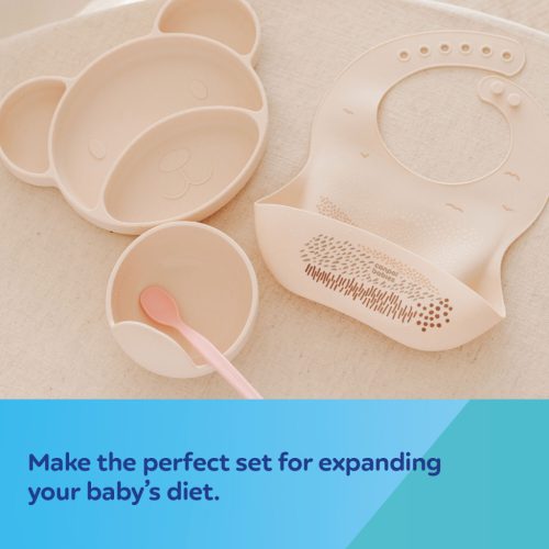 Canpol babies Szilikon előke zsebbel - krémszín