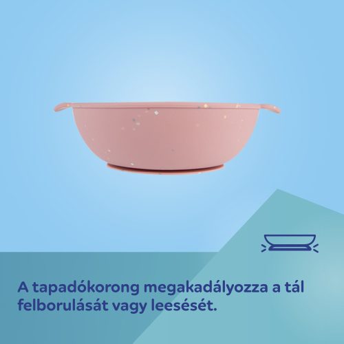 Canpol babies Szilikon osztott tál, tapadókoronggal, 360ml, DOTS - pink