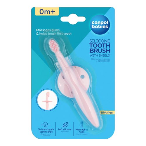 Canpol babies Szilikon fogkefe, fogzás és ínyvédés esetére, rózsaszín