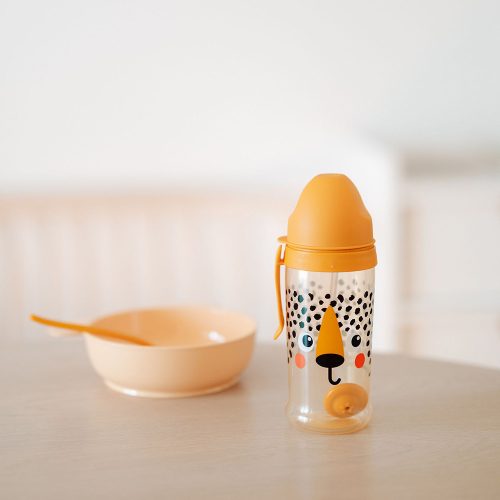 Canpol babies Cseppmentes sport itatópohár súlyozott szívószállal BabiesBoo 350ml - gepárd