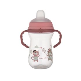   Canpol babies Itatópohár szilikonos ivócsőrrel, FirstCup, 250 ml, Bonjour Paris - rózsaszín